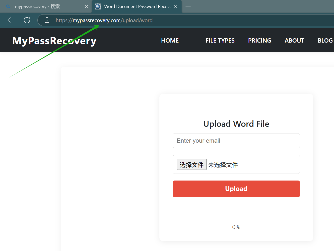 Password Recovery Website Interface